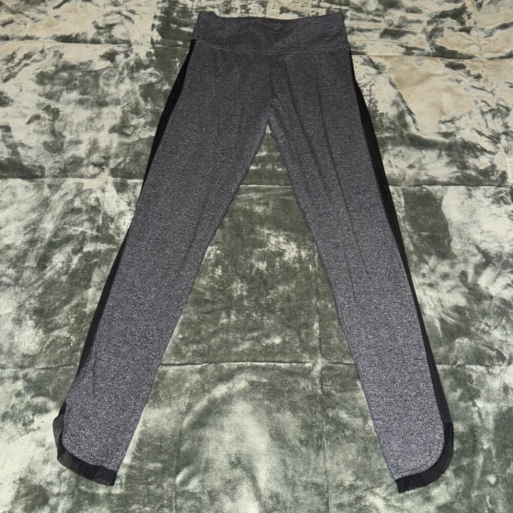 Victoria Sport by Victoria's Secret Leggings Heather Gray Medium Long Mesh Side